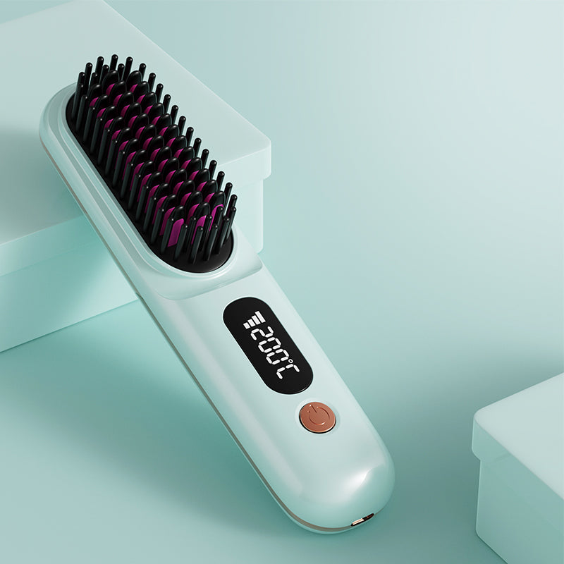 Mini Ionic Hair Straightener Comb – Fast Heat, 230°C Precision Styling