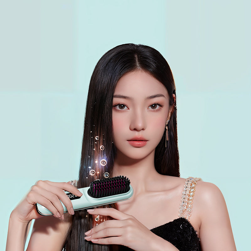 Mini Ionic Hair Straightener Comb – Fast Heat, 230°C Precision Styling