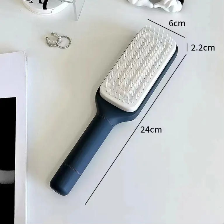 Self-Cleaning Retractable Hair Brush – Travel Friendly