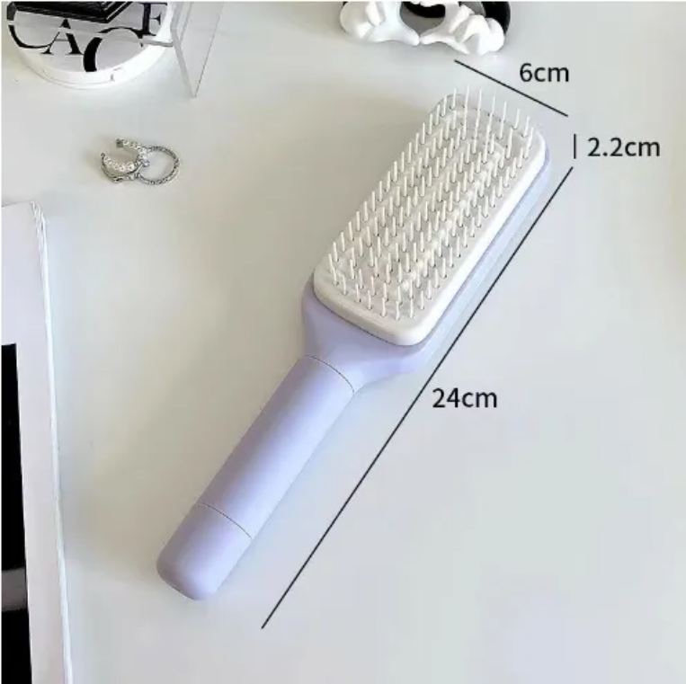 Self-Cleaning Retractable Hair Brush – Travel Friendly