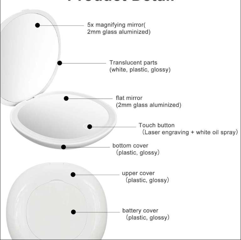 GlowMirror™ Mini LED Makeup Mirror – Magnifying, Portable, Stepless Dimming