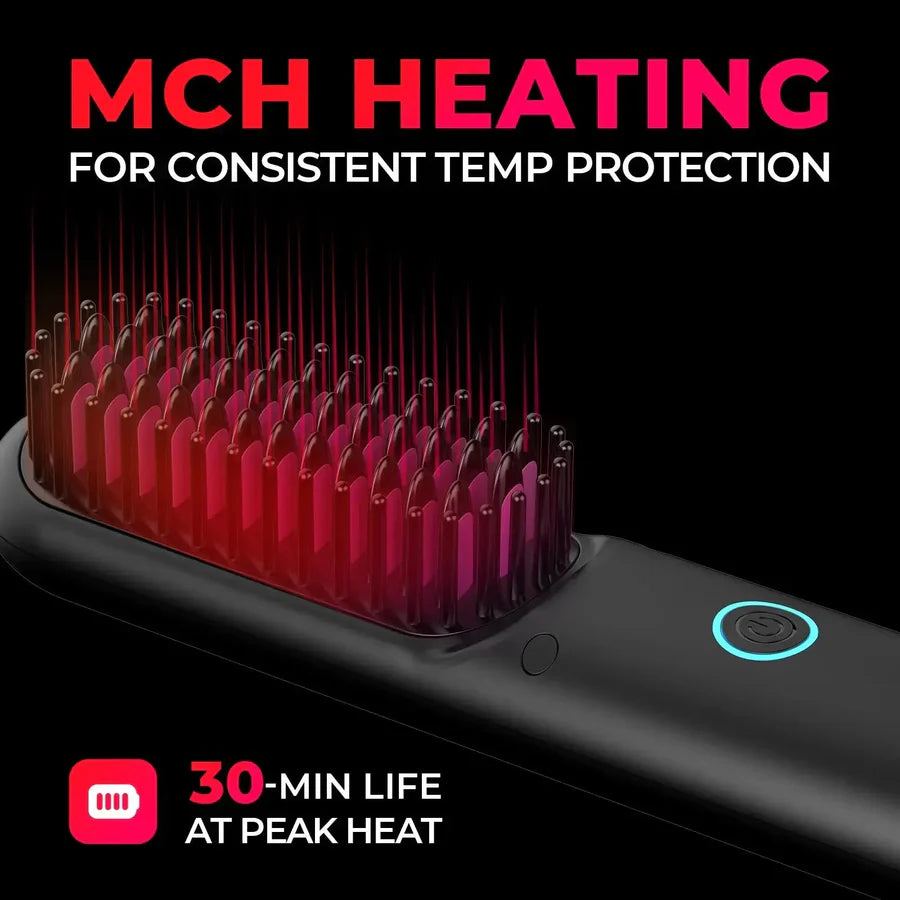 Mini Ionic Hair Straightener Comb – Fast Heat, 230°C Precision Styling
